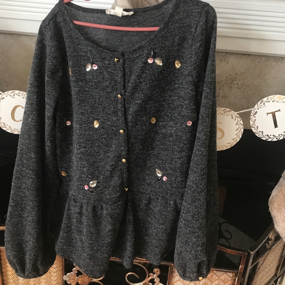 Jessica Simpson blouse with sparkly beads grey szL